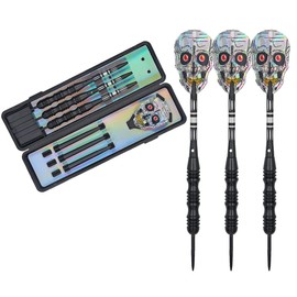Tiardey 3 Pcs Steel Darts Set Tungsten 24 Grams with Aluminum Shafts and 3 Style Flights + 1 Case, Professional Metal Dart Tip Set