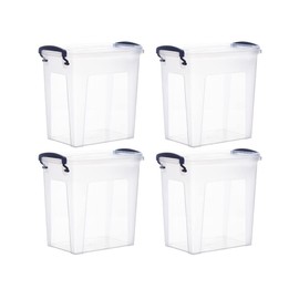 Superio Clear Storage Bins with Lids, Stackable Deep Storage Boxes with Latches and Handles, Extra Small, 4 Pack, Deep Containers for Home, Garage, and Kitchen