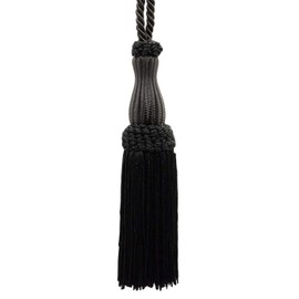 Decorative Silky 5" (12.5cm) Key Tassel, 5" (12.5cm) Loop (Style# SKT) Pure Black #K9 (Jet Black) Set of 2