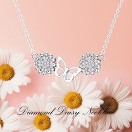 LWXIE Diamond Butterfly Necklace Sterling Silver Butterfly Pendant Necklace Butterfly Jewelry Gift for Women Wife