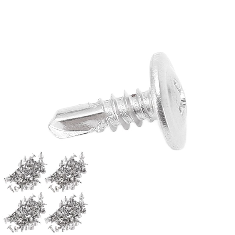 200Pcs Self Drilling Screw M4.2x13 Round Washer Head Stainless Steel