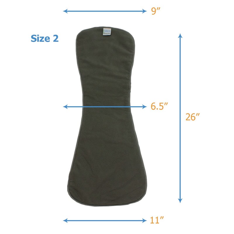 Leak Master Charcoal Fleece Adult Diaper Inserts/Bosters - 3 Pack