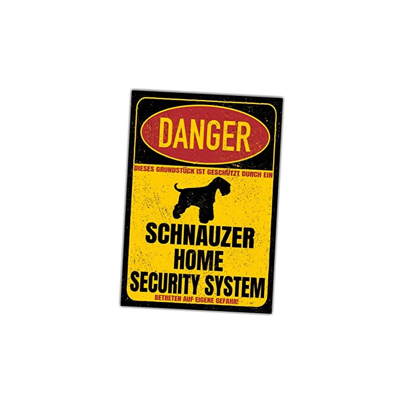 Schnauzer Danger Security System Door Sign Dog Sign