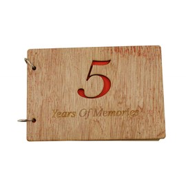 5th Anniversary Wood Scrapbook - 5 Years of Memories Add Photos Wooden Cover