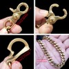 WDJZWZD Solid Brass U Shape Fish Hook Keychain Wallet Chain