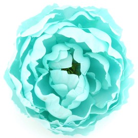 Full 5" Aquamarine Blue Peony Silk Flower Hair Clip with Teeth