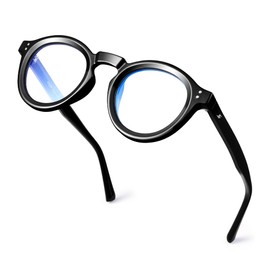 R.F.YFQH Blue Light Blocking Glasses for Women and Men, Retro Round Frame Eyeglasses Anti UV & Eyestrain (Black)