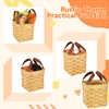 6PCS Wooden Woven Baskets with Handles, Empty Wood Wicker Storage