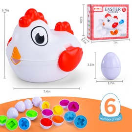 Bennol Toddlers Toys, Montessori Toys for 6 12 18 Month, Chicken Eggs with Matching Color & Shape Sorter Puzzle, Early Learning Educational Fine Motor Skills Sensory Toys Gifts for Girl Boy