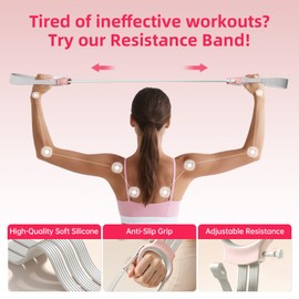 VANiGO Figure 8 Fitness Resistance Bands with Handles, 20-60lb Adjustable Elastic Excercise Band, Non-Slip Fabric Silicone Bands for Strength Stretch Flexibility Training Arms Back Shoulder Chest Legs