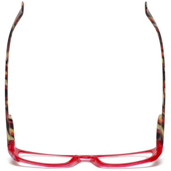Calabria 734 Reading Glasses w/Wavy Striped Design & Matching Case in Red +2.5