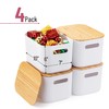 BAMBOO LAND- Plastic Storage Baskets with Bamboo Lid, 4 pcs,