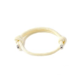 BIYONGDE Creamy White Nautical Woven Friendship Rope Boho Bracelet Handmade Braided Wrap String Steel Charm Adjustable