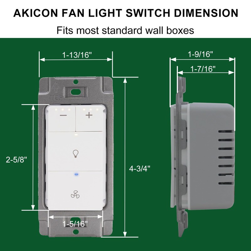Akicon Dimmer Switch for Bathroom Fan, Fan Control and Dimmer