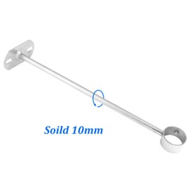 Jiozermi 4 Pcs 1-1/4 Inch Curtain Rod Bracket, Ceiling Mount Curtain Rod Holder, Flange Closet Rod Bracket, Stainless Steel Shower Curtain Rod Socket, Closet Rod End Supports, 13.8” Height