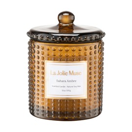 LA JOLIE MUSE Fall Candle | Sahara Amber Candles – Bergamot, Clove & Amber | 10 oz Soy Candle | Natural Soy Wax | 55 Hours Clean Burn | Gift-Ready for Cozy Nights | Elevated Fall Décor