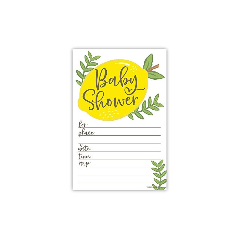 Lemon Baby Shower Invitations (20 Count) with Envelopes
