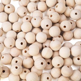 Wooden Beads, Natural Round Wood Beads Xmas Beads Unfinished Loose Beads Wood Ball Spacer Beads for Macrame Garland Farmhouse Decor Jewelry Making Home Party Decorations (Wood:8mm&200pcs)