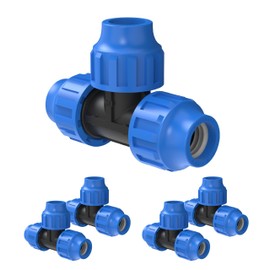 KIRCHHOFF T-piece | Plastic | 32 x 32 x 32 mm | for HDPE pipe | Set of 5 | Various Sizes | DVGW Tested | Drinking Water Quality | Made in EU