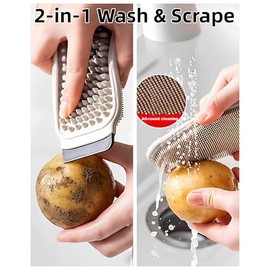 Potato Scrubber Brush 4 Pack Vegetable Brushes Vegetable & Fruit Brush | with Silicone Soft Bristles Double-sided Vegetable Scrubber Brush for Food