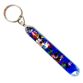 Star Magic Glitter Wand KeyChain Key Tag 1 Keyring (Blue)