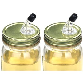 Mason Jar Pour Spouts. free flow Mason Jar Pour Spouts, mason jar for spout regular mouth size 70mm dispenser germination cover. Suitable for any liquid. Leak-Proof,Gold (2-Pack + 2 Black Lid Caps)