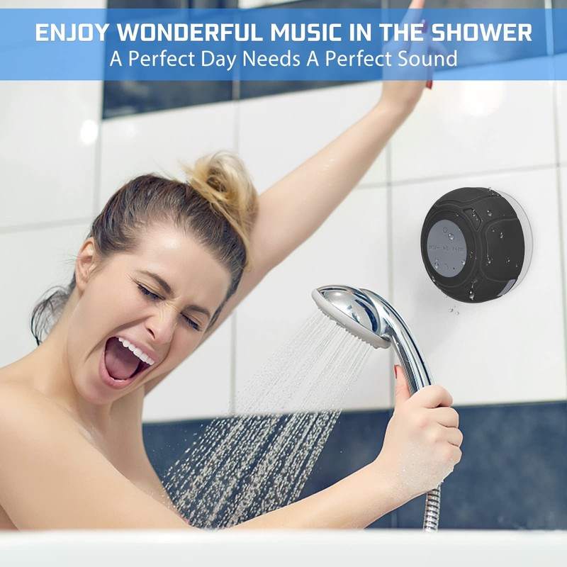 Annlend Waterproof Bluetooth Shower Speaker Portable Wireless Water-Resistant Speaker Suction