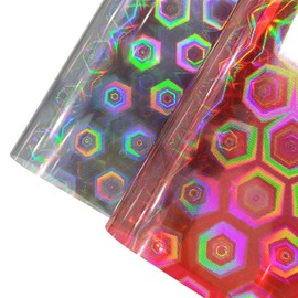 XHT 32x135cm Transparent Laser Hexagon Soccer Texture Pattern Fabric Waterproof PVC Vinyl for DIY Craft (Gray)