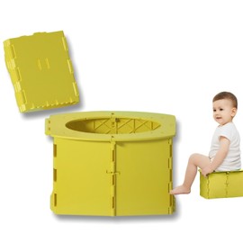 VUFVOID Travel Potty for Kids, Reusable Portable Folding Potty for Toddler, Travel Foldable Toilet for Travel Outdoor Camping, Toddler Potty Seat for Baby Training (Dark yellow)