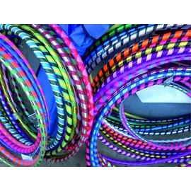 Porter and Lambert Premium Quality Adults Kids Stripy Multicolor Small Large Hula Hoops Sporting Good Fitness Rainbow Color (Pack Of 6, Medium)