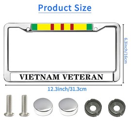 US Army Vietnam Veteran Slim Design Car Licence Plate Covers,Vietnam Veteran US Army Stainless Steel Black License Plate Frame for Standard Size US Car