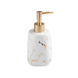 Ceramic Soap Dispenser Pump, 350ml Marble Pattern Bathroom Ceramic Lotion Dispenser Hand Soap Dispenser Bottle Dispenser for Shower (White)