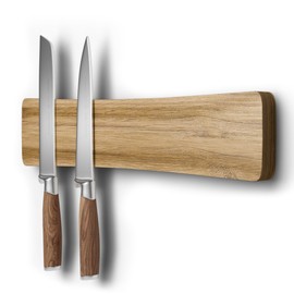 Magnetic Knife Holder for Wall, 10" Acacia Wood Knife Magnetic Strip Powerful Magnet Knife Holder Strip No Drill Use as Tool Key Storage Knife Bar, Knife Rack for Kitchen Utensil Organizer Light Brown