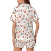 YSBKN Cats And Flowers White Women’s Pajama Set 2 Piece