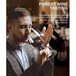 Red Wine Glasses Set of 2, Large Hand Blown Crystal Burgundy Glasses-Light, Clear, Best for Wine tasting, Christmas, Birthday, Anniversary, Wedding Gifts-23 OZ