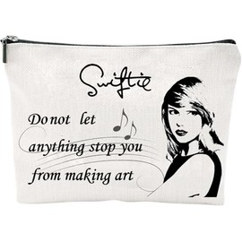 Clysburtuony Inspirational Art Canvas Makeup Bag, Music Theme Cosmetic Pouch for Travel, White (A)