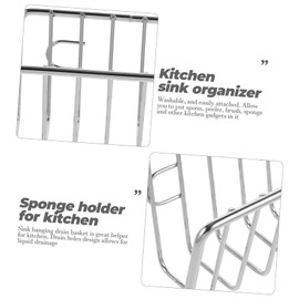 Garneck Sponge Drainer Dish Rag Holder Sink Drain Holder Sponge Holder Sink Suction Cup Sponge Holder for Kitchen Sink Sponge Holder for Sink Stainless Steel Sink Washcloth Holder Silver