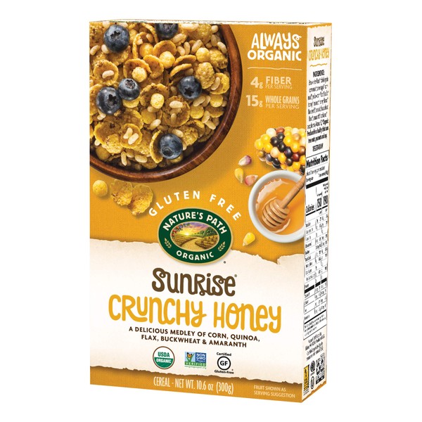 Nature's Path Sunrise Organic Gluten Free Cereal, Crunchy Honey, 10.6 Oz Box (Pack of 6)