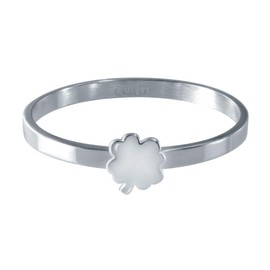 Quiges Stainless Steel Stacking Ring Filling Ring Clover Leaf 2 mm Height (Various Ring Sizes and Colours), Stainless Steel