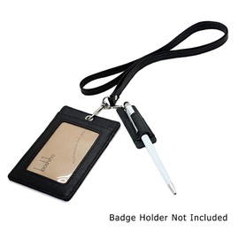 Genuine Leather Pen Holder, 2 Pack Boshiho Pen Pencil Holders for Badge Holder or Neck Lanyard (Pen Holder Black 1)