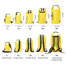 ROCK CLOUD Dry Bag Waterproof 20L Dry Sack for Kayaking Rafting Boating Beach Surfing Swimming Canoe Camping Hiking Fishing Ski, Yellow