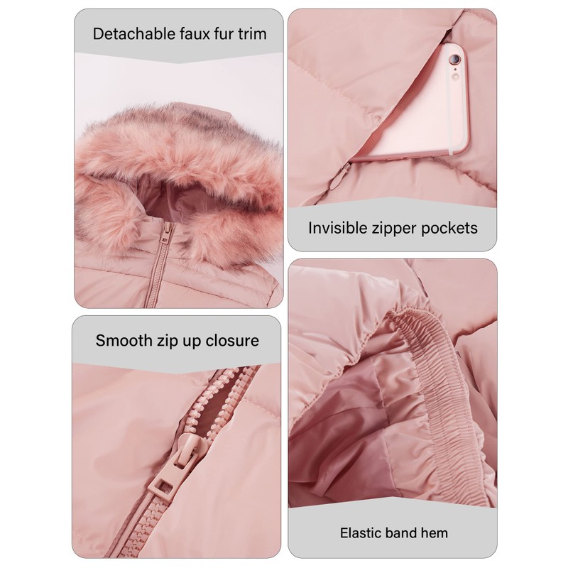 Bellivera Women's Puffer Jacket Warm Coat Hooded with Fur Collar