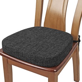 SINOSSO Thickened 2.5" Dining Chair Cushion, Soft Blended High Density Support Foam Kitchen Seat Cushion with Ties, U-Shaped Non-Slip Indoor Chair Pad, 16.5" x 16", 1 PCS, Black-Gray