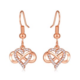 Philip Jones Rose Gold Plated Infinity Heart Drop Earrings Created with Zircondia® Crystals
