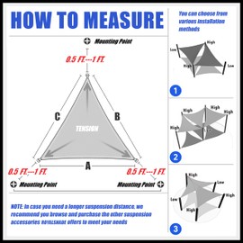 Royal Shade 8' x 15' x 17' Black Right Triangle Sun Shade Sail Order to Make RTAPT18, UPF50+ 95% UV Blockage, 200GSM Commercial Standard Heavy Duty, 3 Years Warranty (We Make Custom Size)