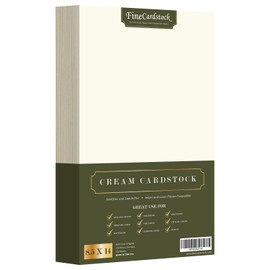 Natural Cream Color Cardstock, Smooth Card Stock 65lb Cover (176gsm) | 250 Sheets per Pack | Nice Paper for Stationery Printing, Arts and Crafts, Wedding Invitations, Menus | 8.5" x 14" (Legal Size)