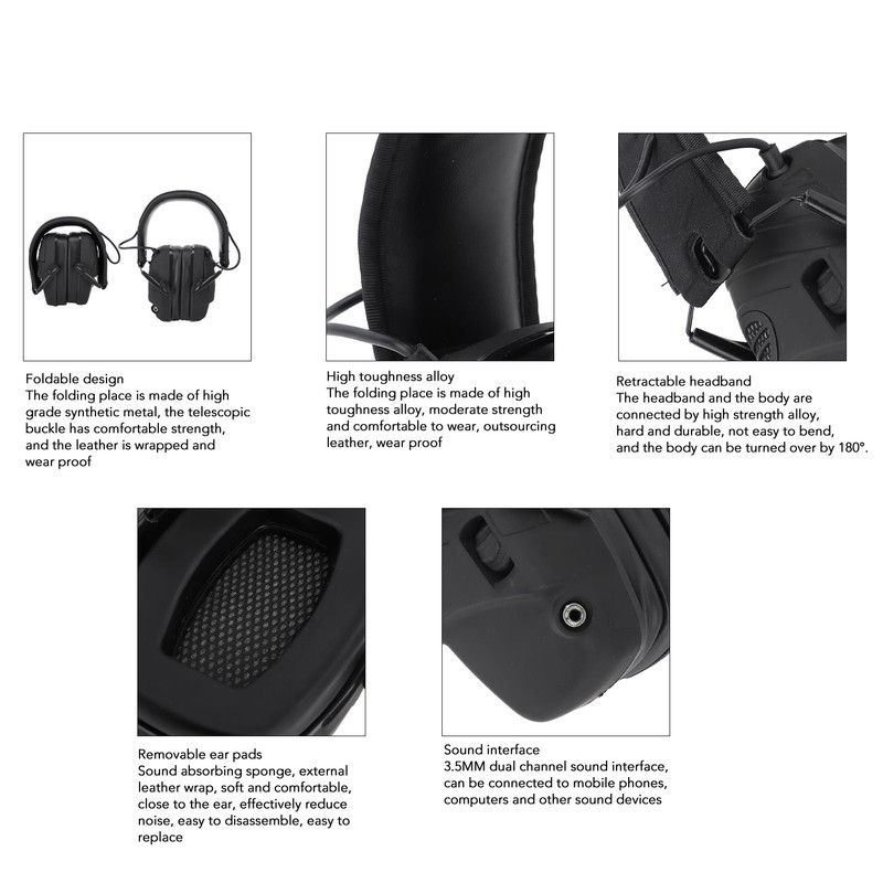 Electronic Shooting Earmuffs ABS Hearing Protective Noise Reduction Headphone for