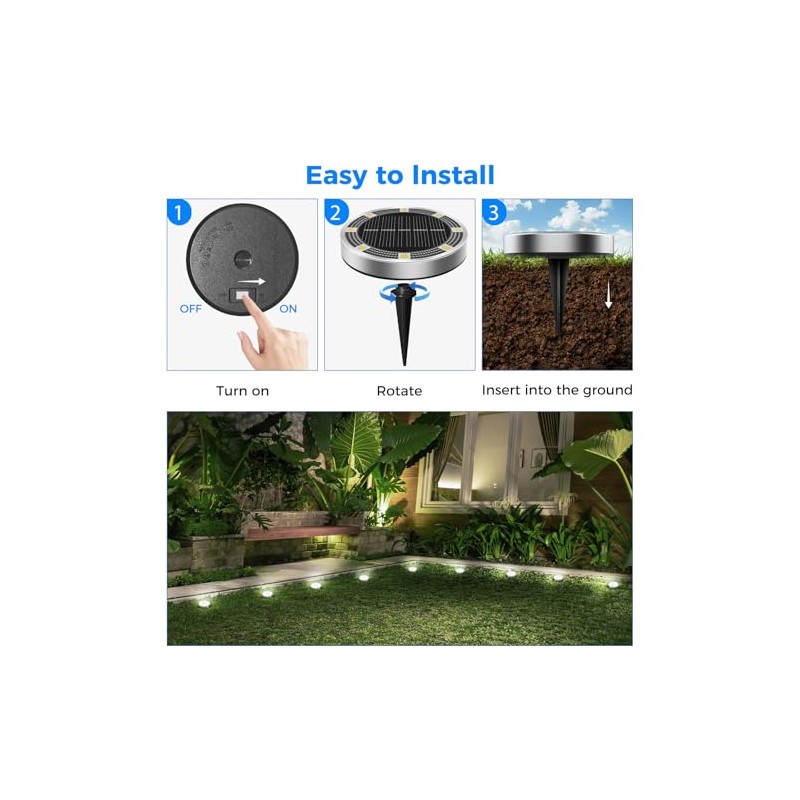 4 Packs Cool White Solar Ground Lights