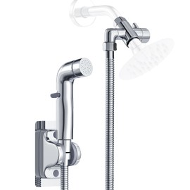 Dog Shower Sprayer Attachment, YDmeet 100 Inch Dog Washing Hose for Fast and Clean Pet Showering, Multifunctional Wand with Turn Off, Brass 3 Way Diverter, No Drill Holder, Chrome