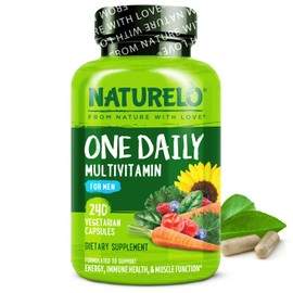 NATURELO NATURELO Mens Multivitamins - One Daily Multivitamin for Men with Vitamins, Minerals & Organic Whole Foods, Boost Energy & Health, Non-GMO, 240 Vegetarian Capsules